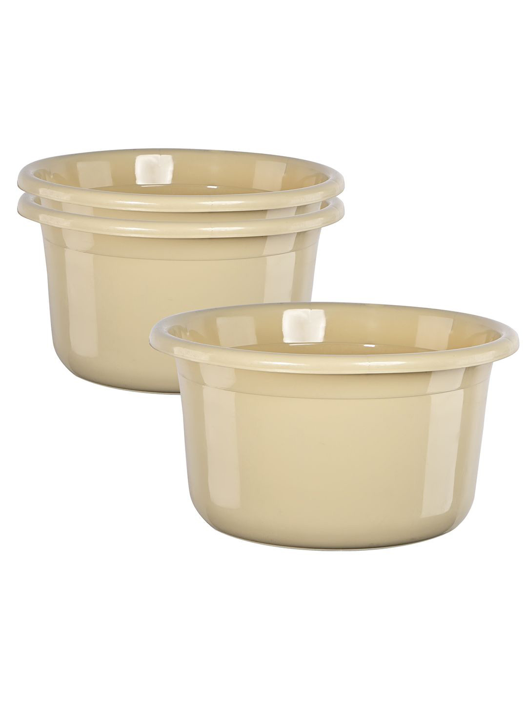Kuber Industries Beige 3 Pieces Light Weight Bath Tubs
