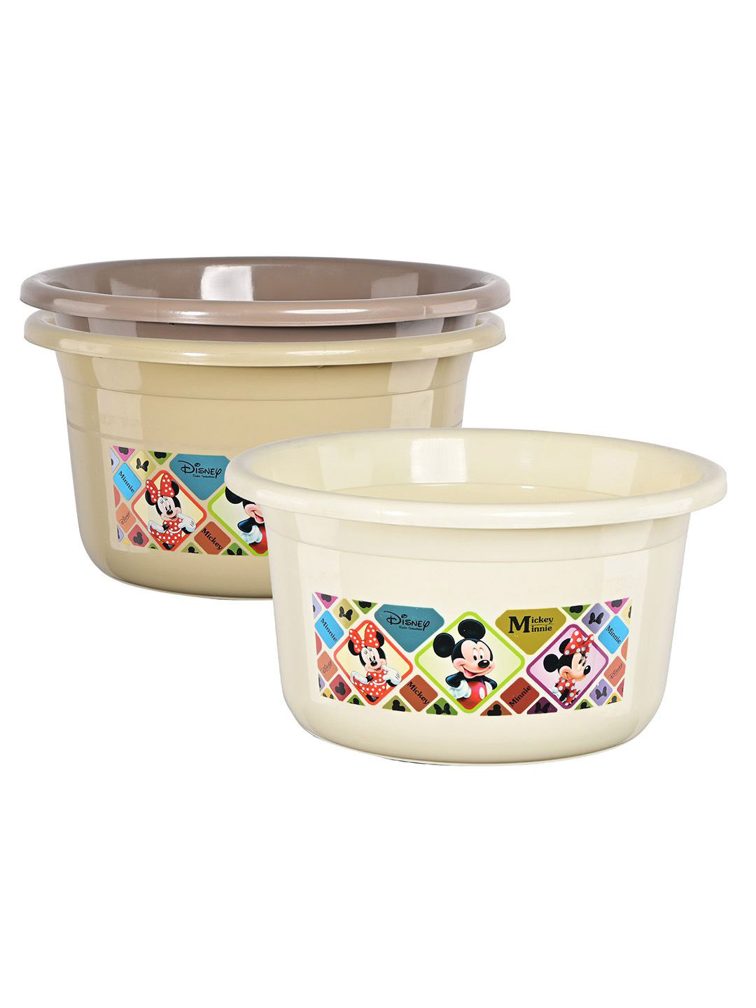 Kuber Industries Cream-Coloured & Brown 3 Pieces Printed Bath Tub 25L