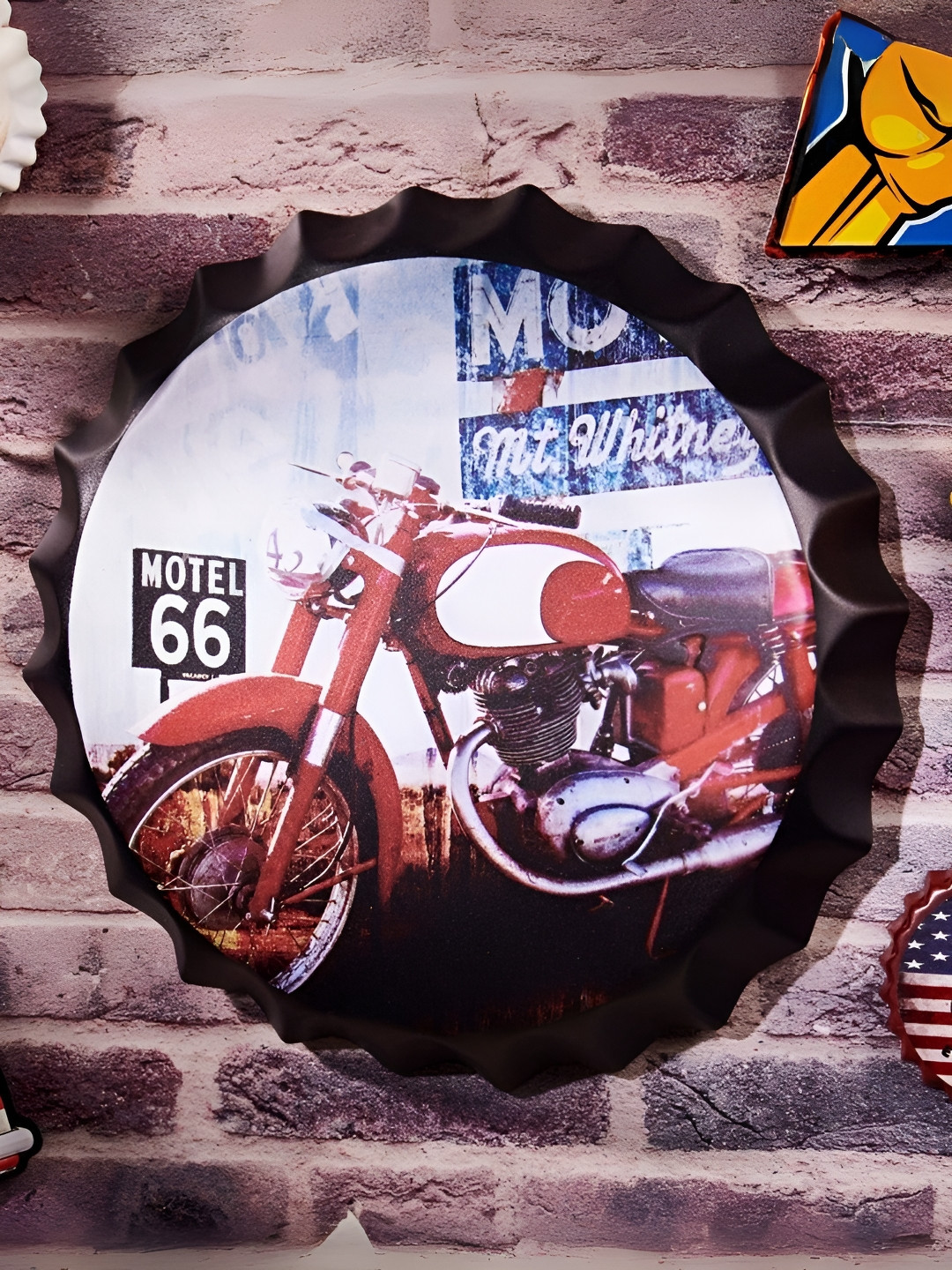 eazy wagon Bottle Caps sign - Motor Red Motel 66 Metal Matte Hall Signs and Plaques-14In