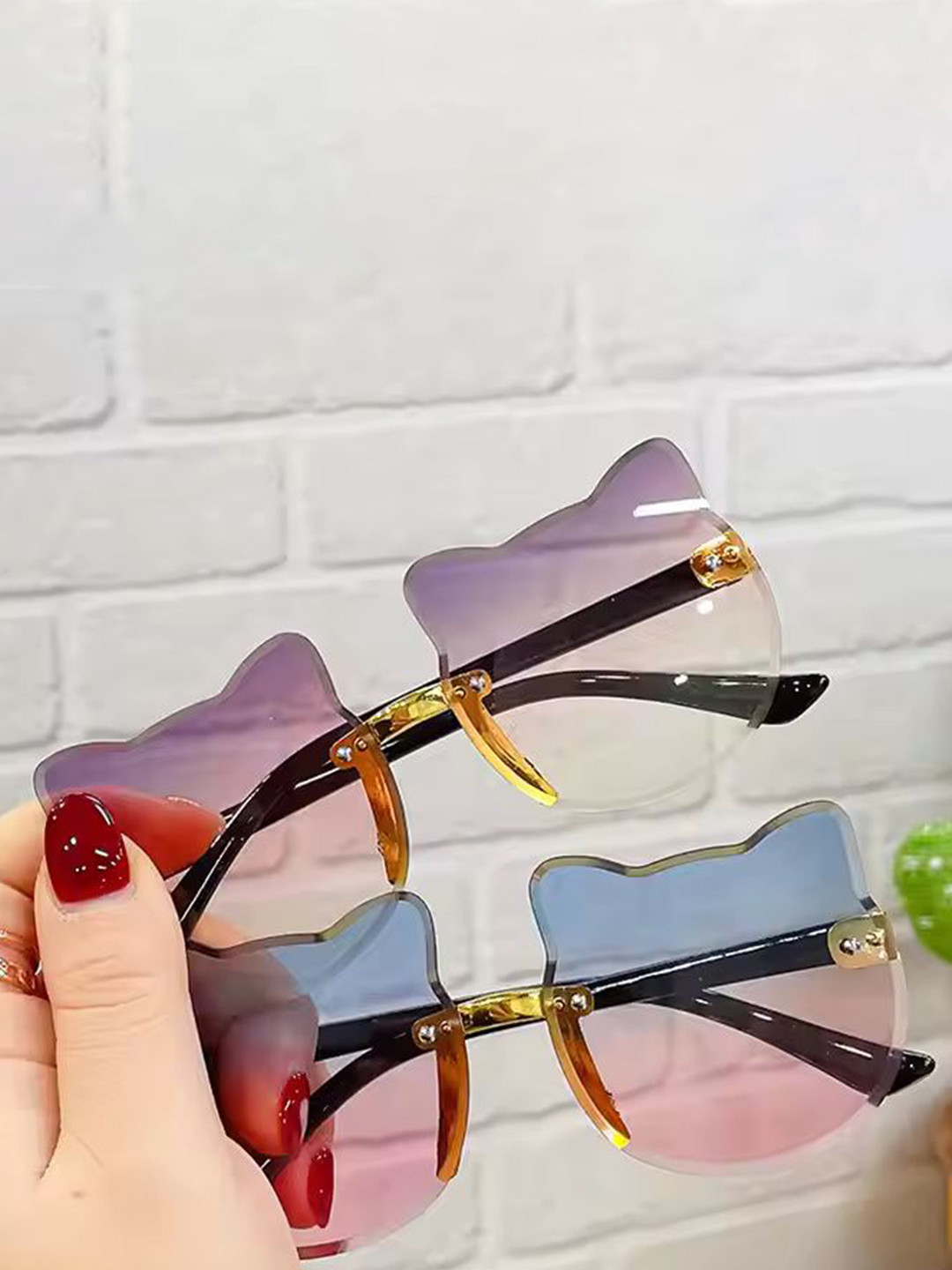 SHOP FRENZY Kids Sunglasses with UV Protected Lens Rimless cat pink sunglass