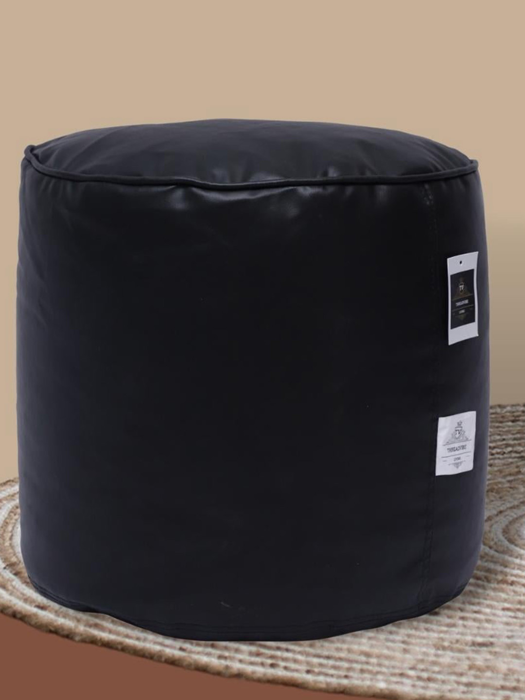 THREADVIBE LIVING Black Bean Bag Footstool
