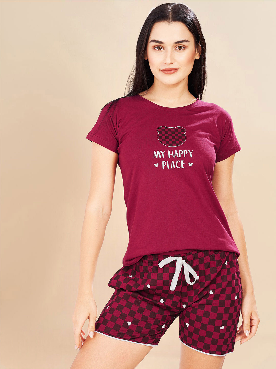 PASTEL CLIP Women Checked Printed Pure Cotton Night suit