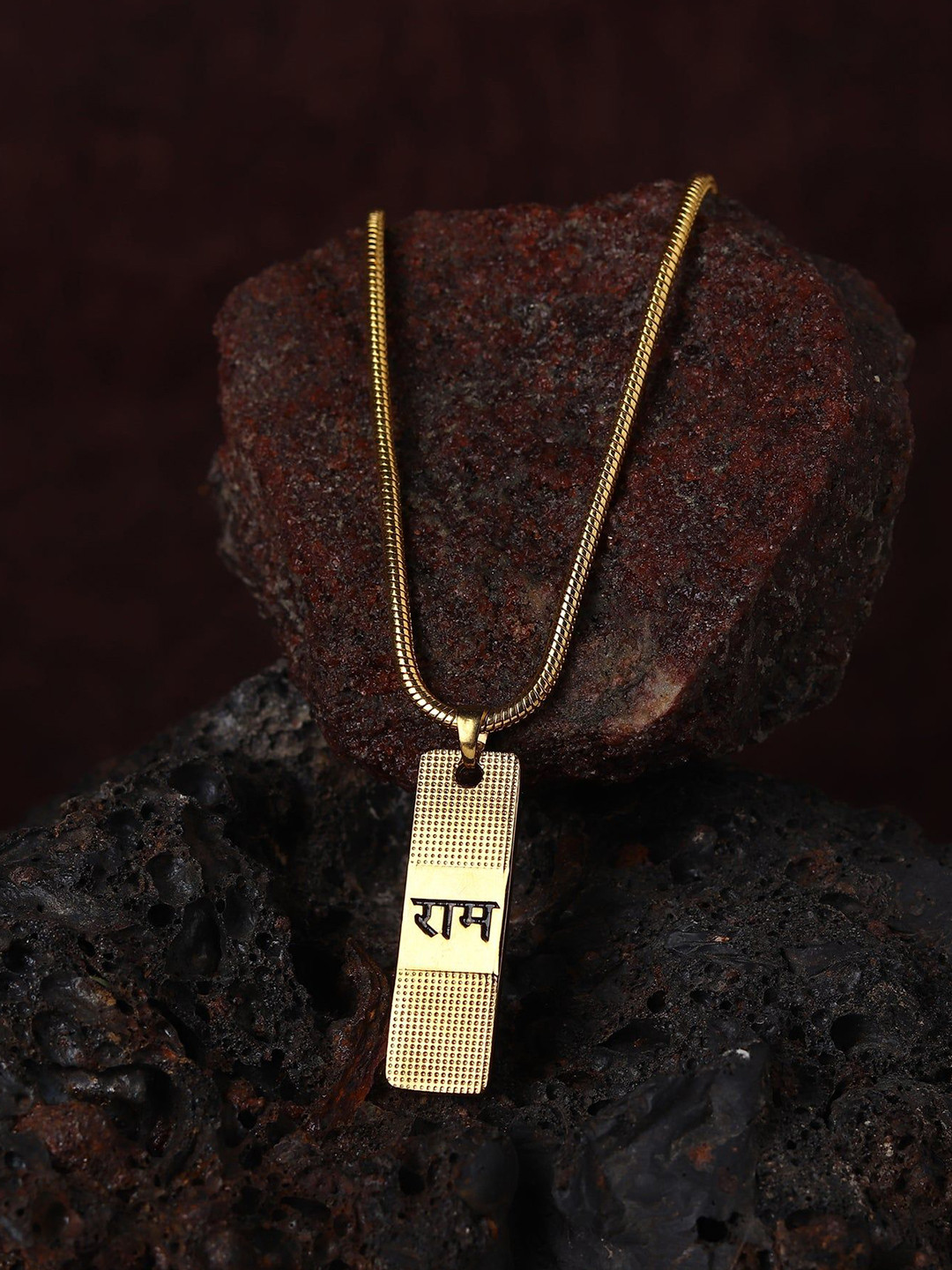 AGARWALPRODUCT Unisex Gold-Plated Sterling Silver Square Shaped Ram Pendant With Chain