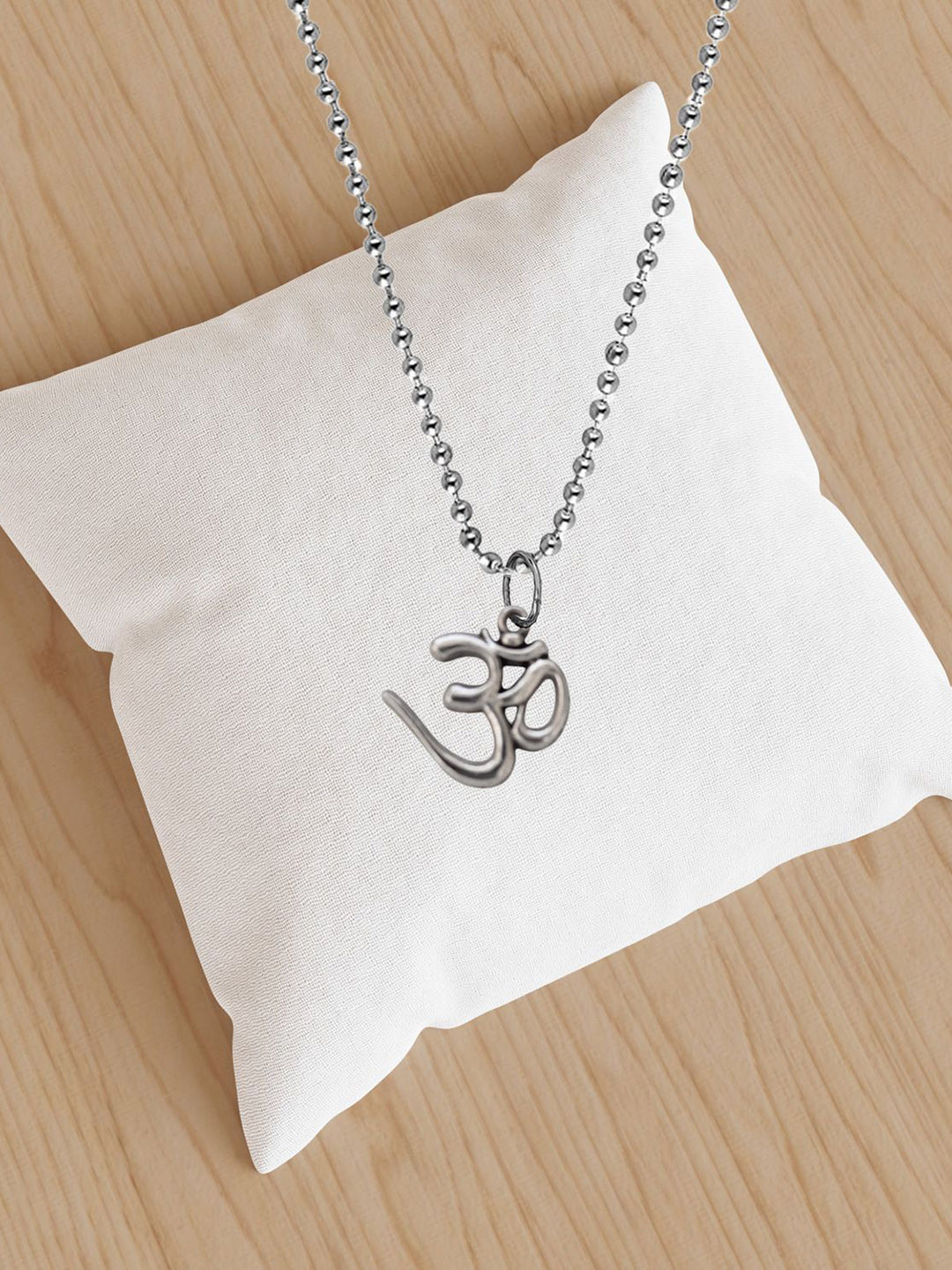 M Men Style Stainless Steel Silver-Plated Religious Om Ohm Yoga Hindu Pendants
