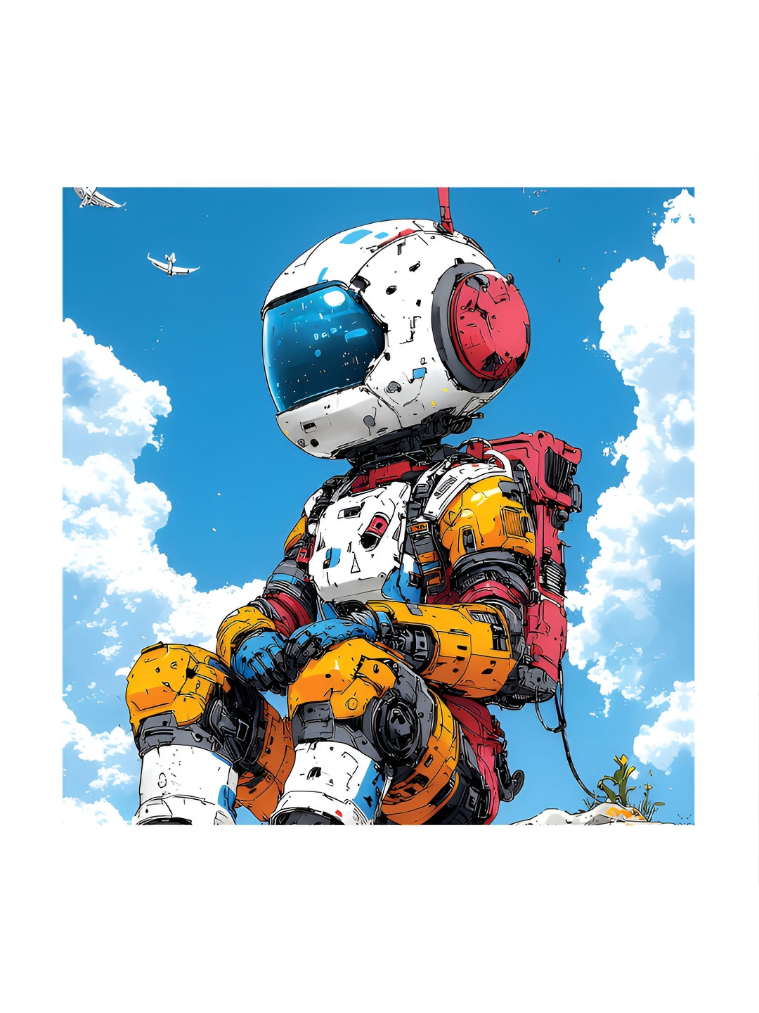 RANDOM Blue & White Modern Robot Canvas Wall Art