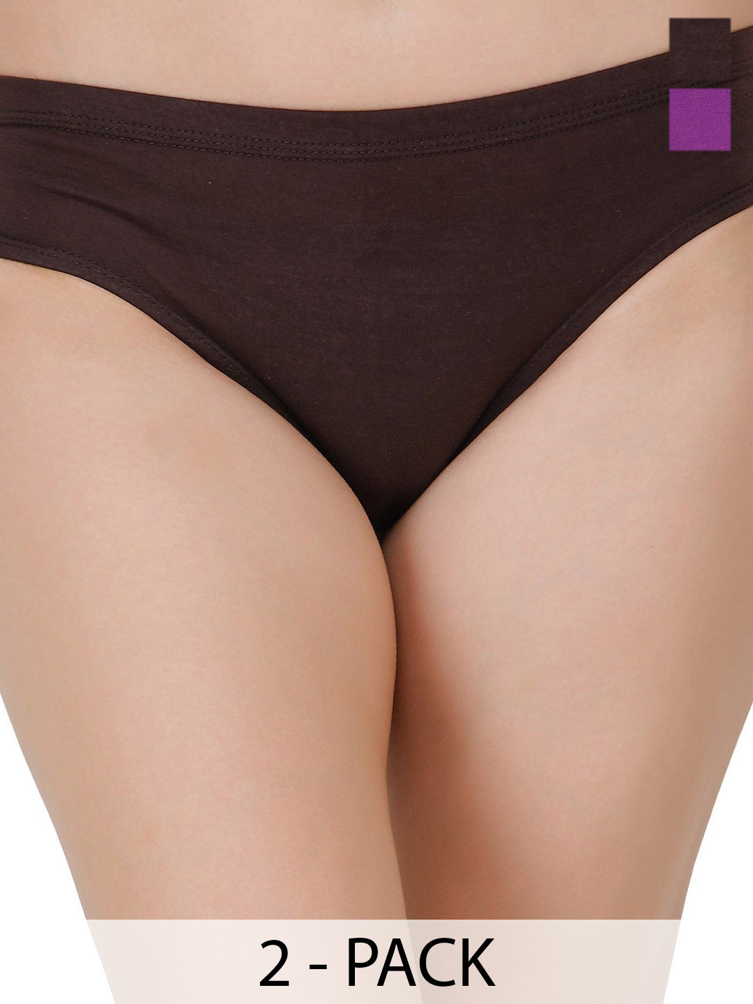 DHANDAI FASHION Pack Of 2  Mid-Rise Hipster Briefs Soft Cotton Panty (DC-M-1)Purple Brown