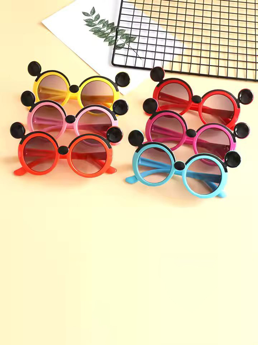 SHOP FRENZY Kids Round Sunglasses with UV Protected Lens Sunglass mmouse yellow