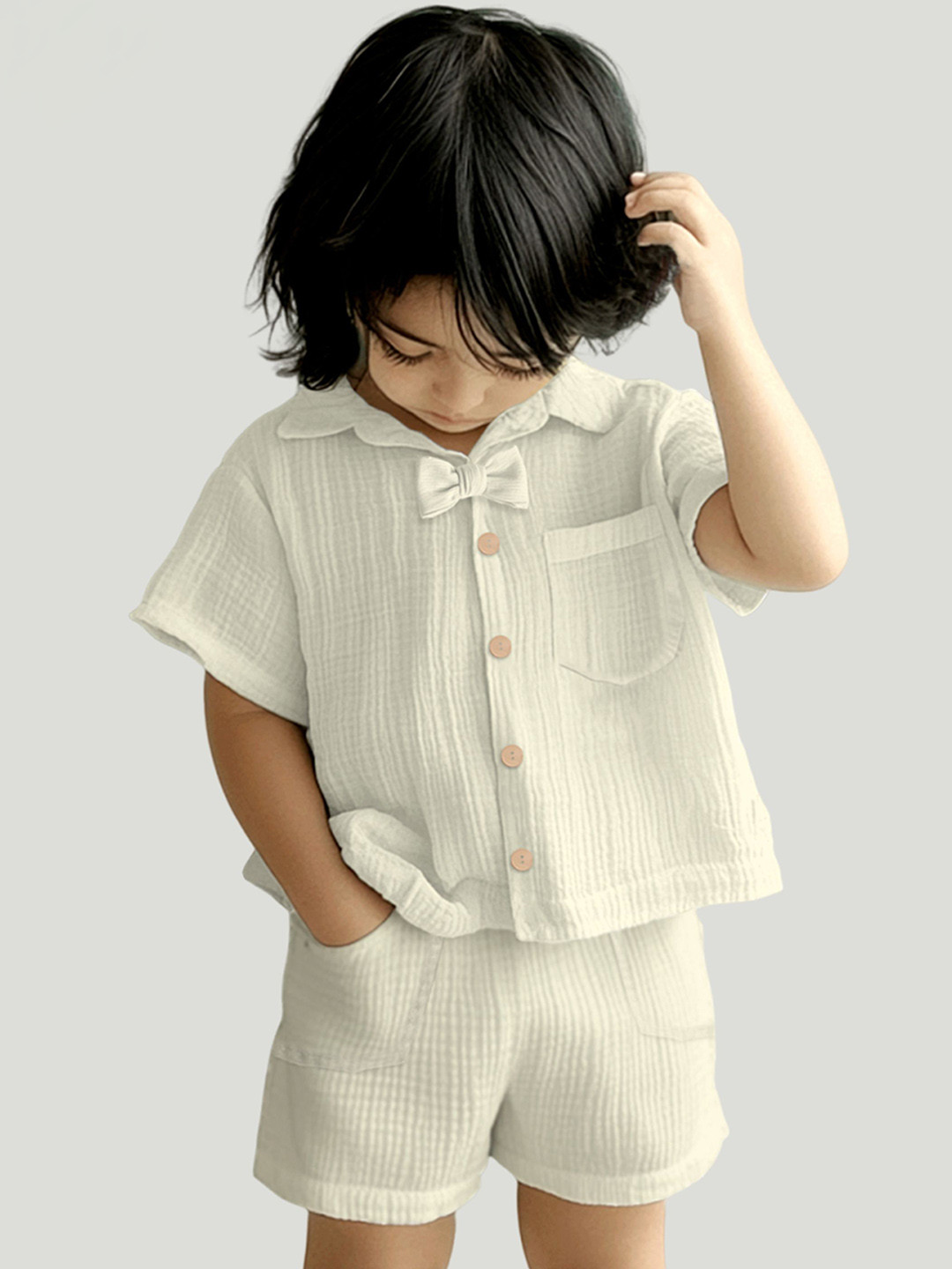 Kidbea Kids Pure Linen Shirt With Shorts Clothing Set