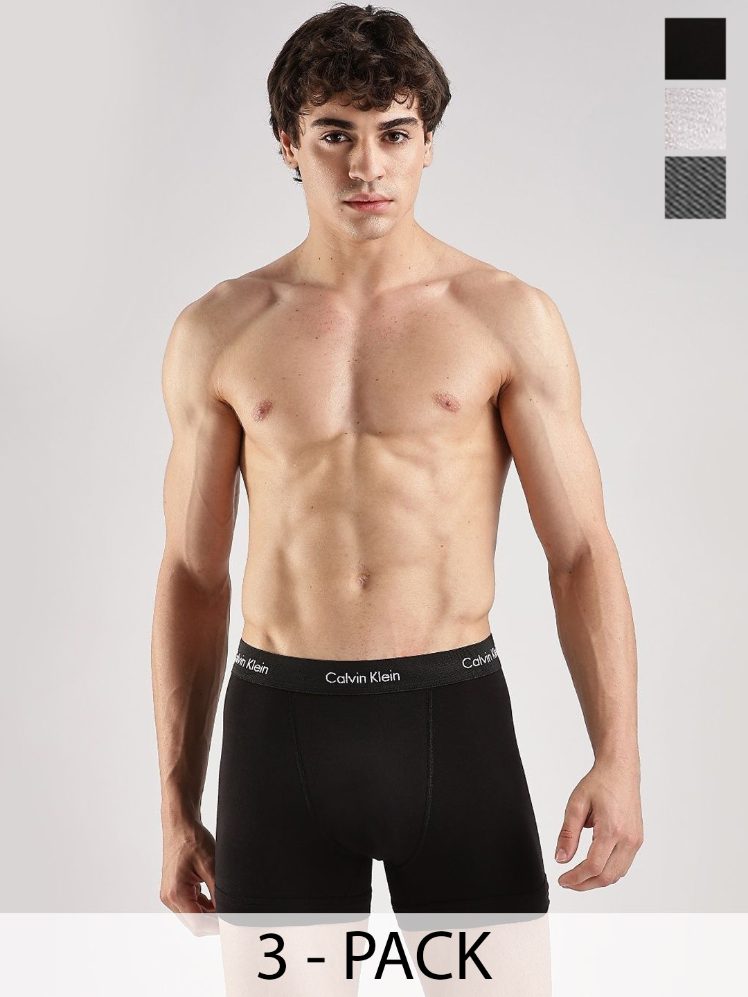 Calvin Klein Underwear Men Pack Of 3 Cotton Printed Low Rise Trunks-U2662999