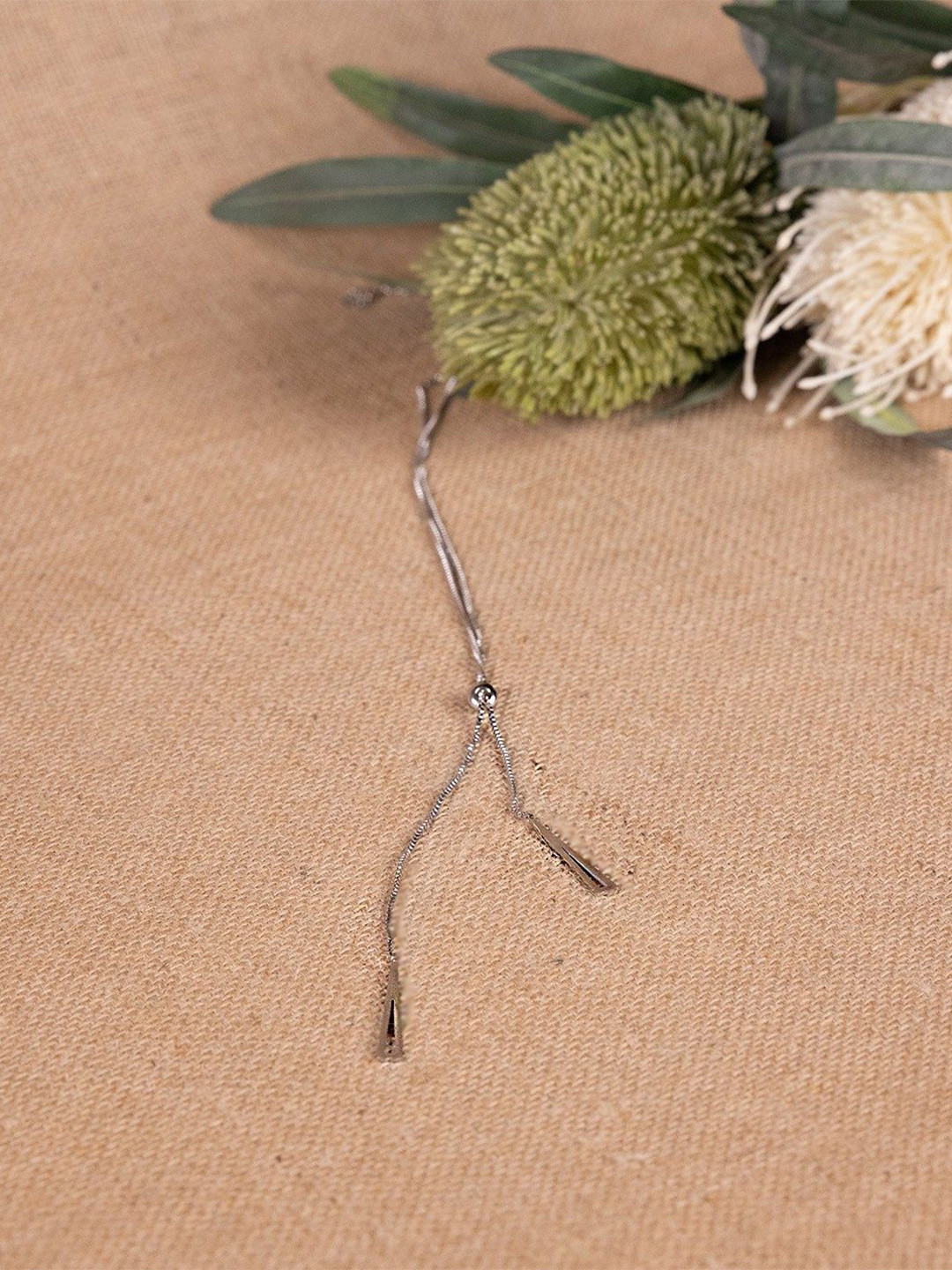 Senshi Brass Silver-Plated Geometric Triangle Minimal Chain