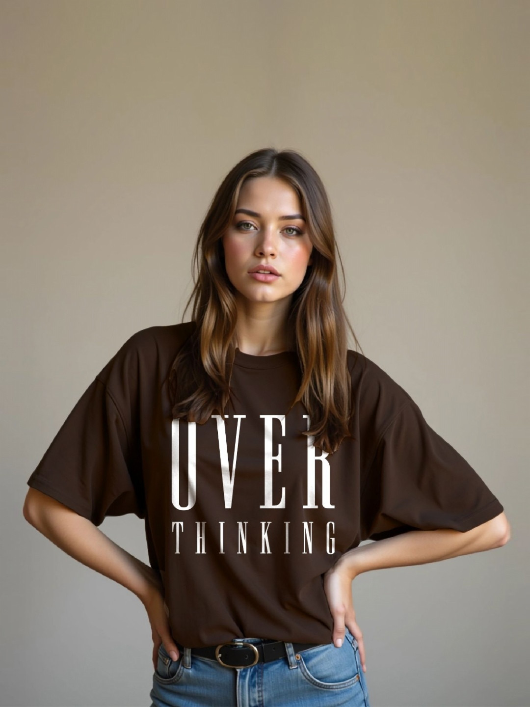 TOGS & TERRE Women Typography Printed Round Neck Cotton Oversized T-shirt