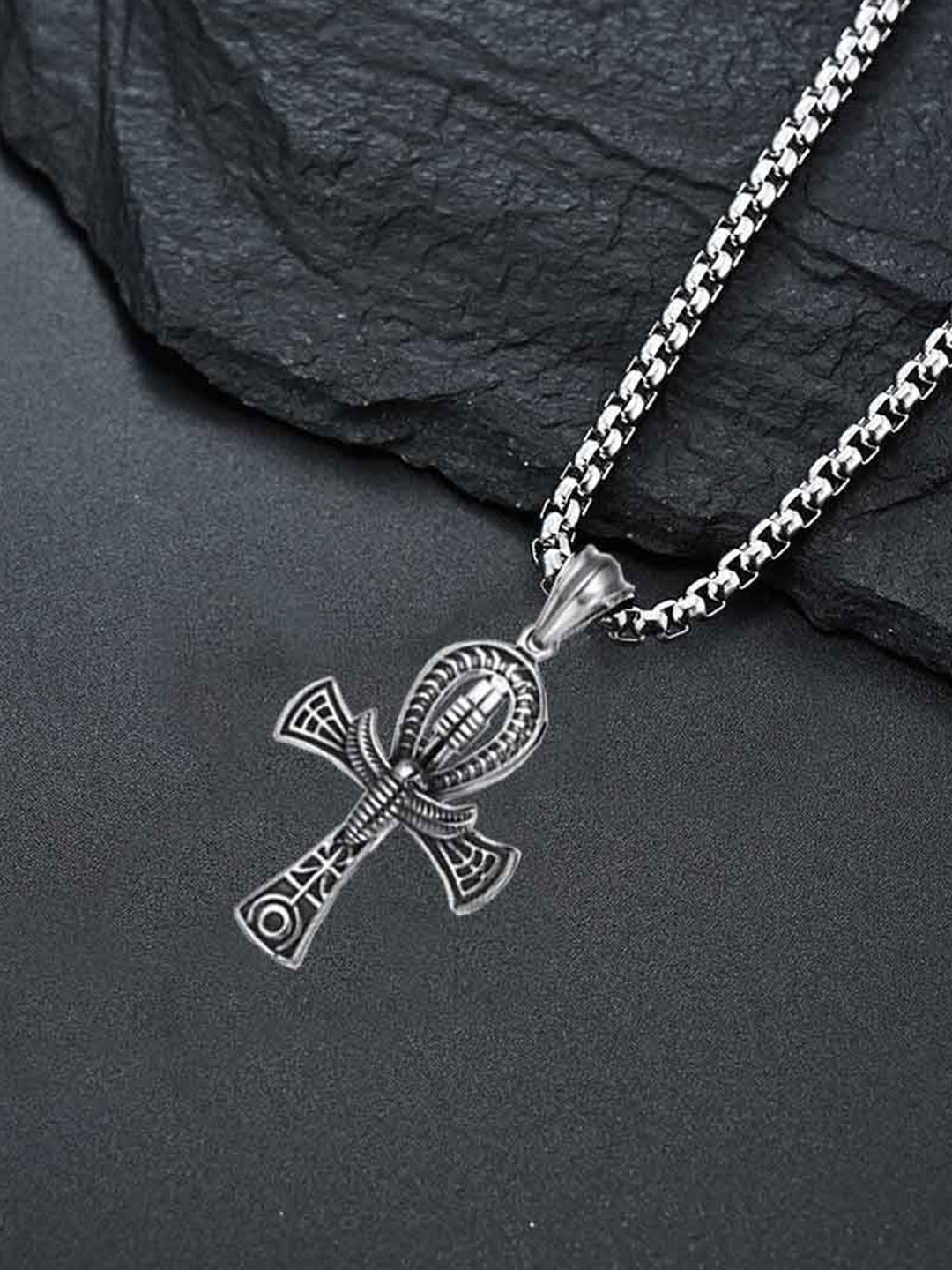 M Men Style Silver-Plated Ancient Religious Ankh Jesus Pendants