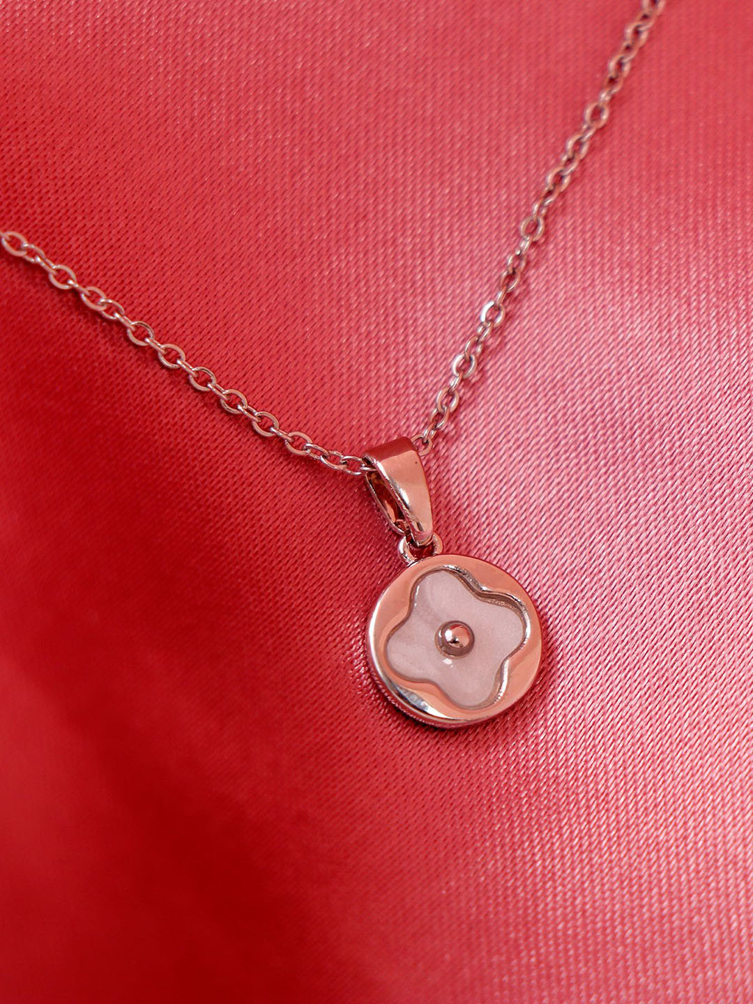 Archies Silver-Plated Stainless Steel Circular Elegant Minimalistic Pendant with Chain