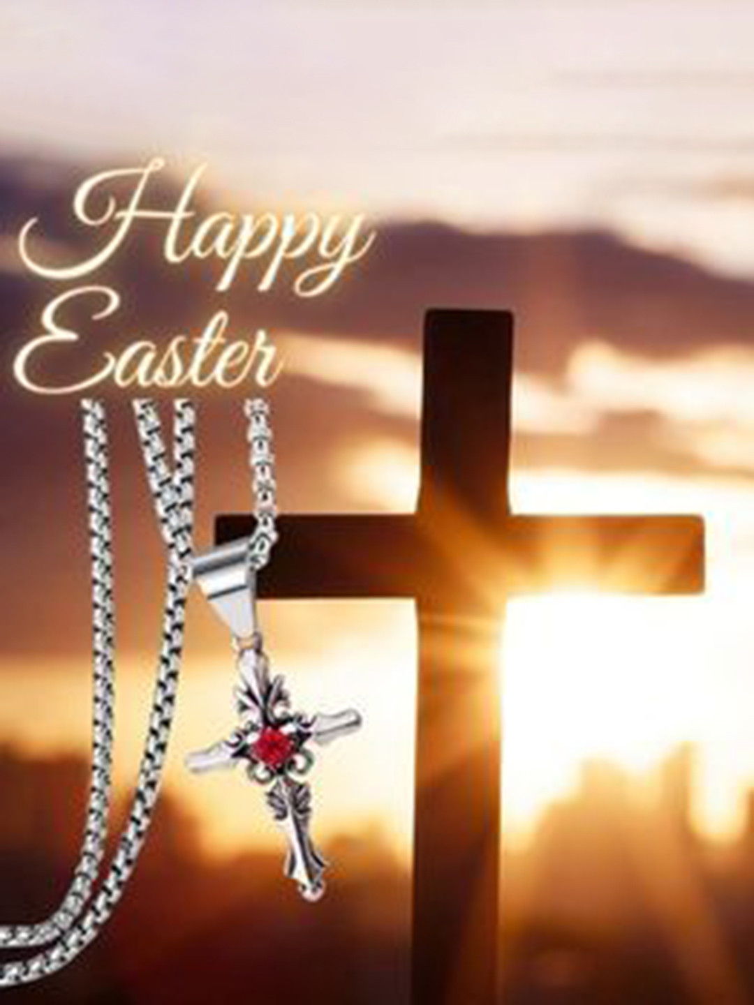 M Men Style Silver-Plated Biker Cross Stainless Steel Contemporary Pendant