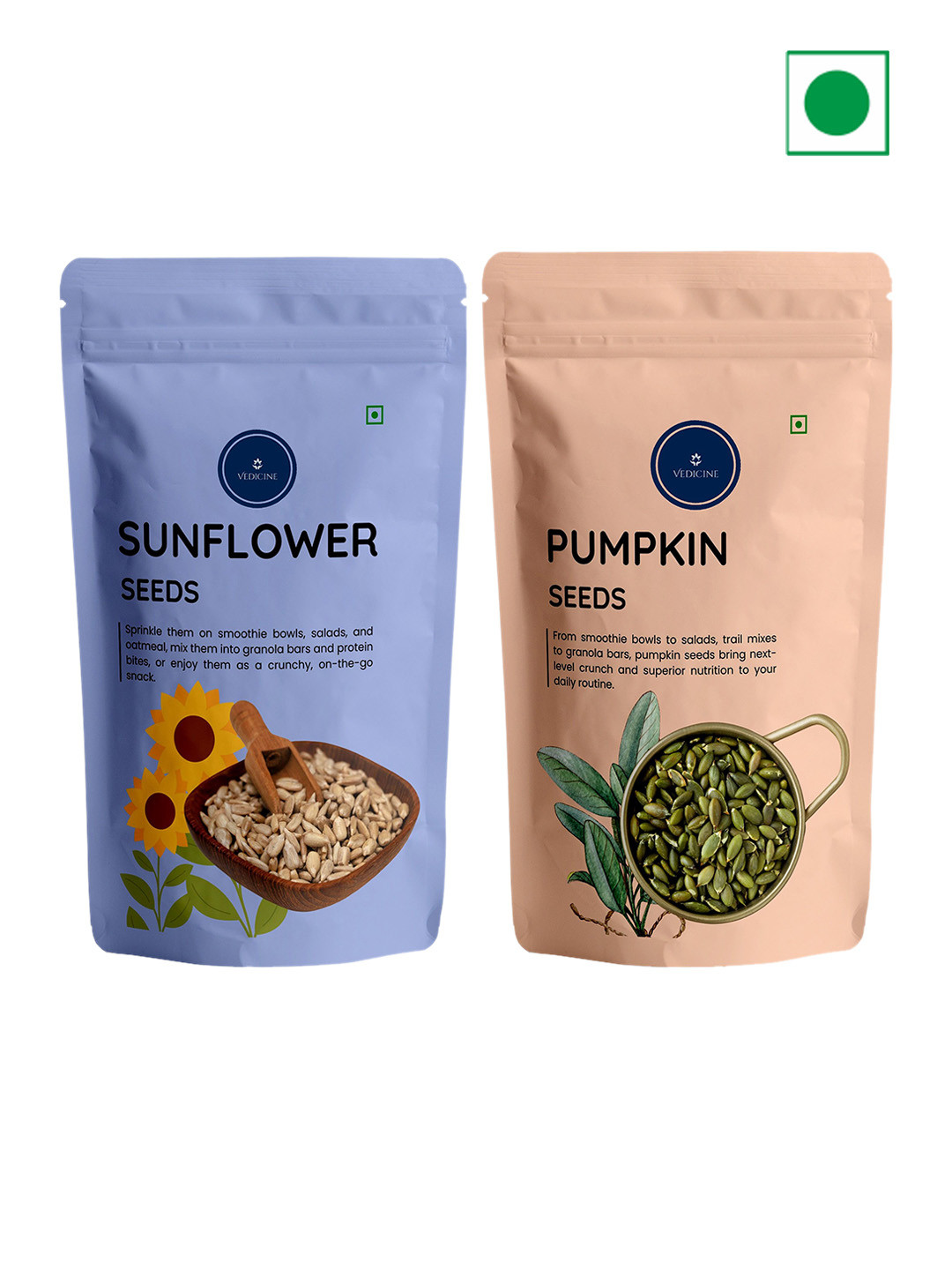 VEDICINE Set Of 2 Sunflower & Pumpkin Seeds 200gm Each