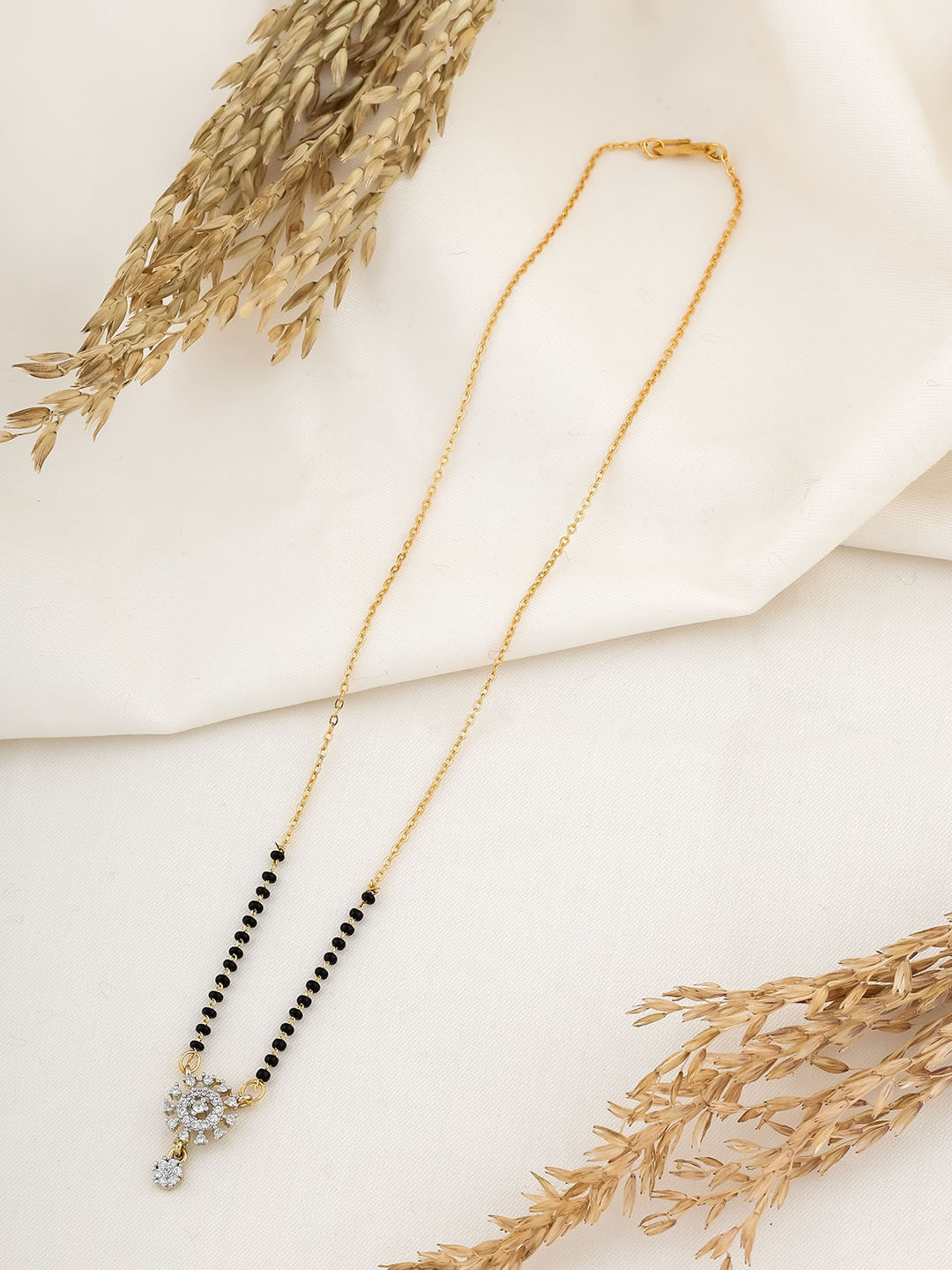 Wynona Gold-Plated AD Studded & Beaded Short Mangalsutra