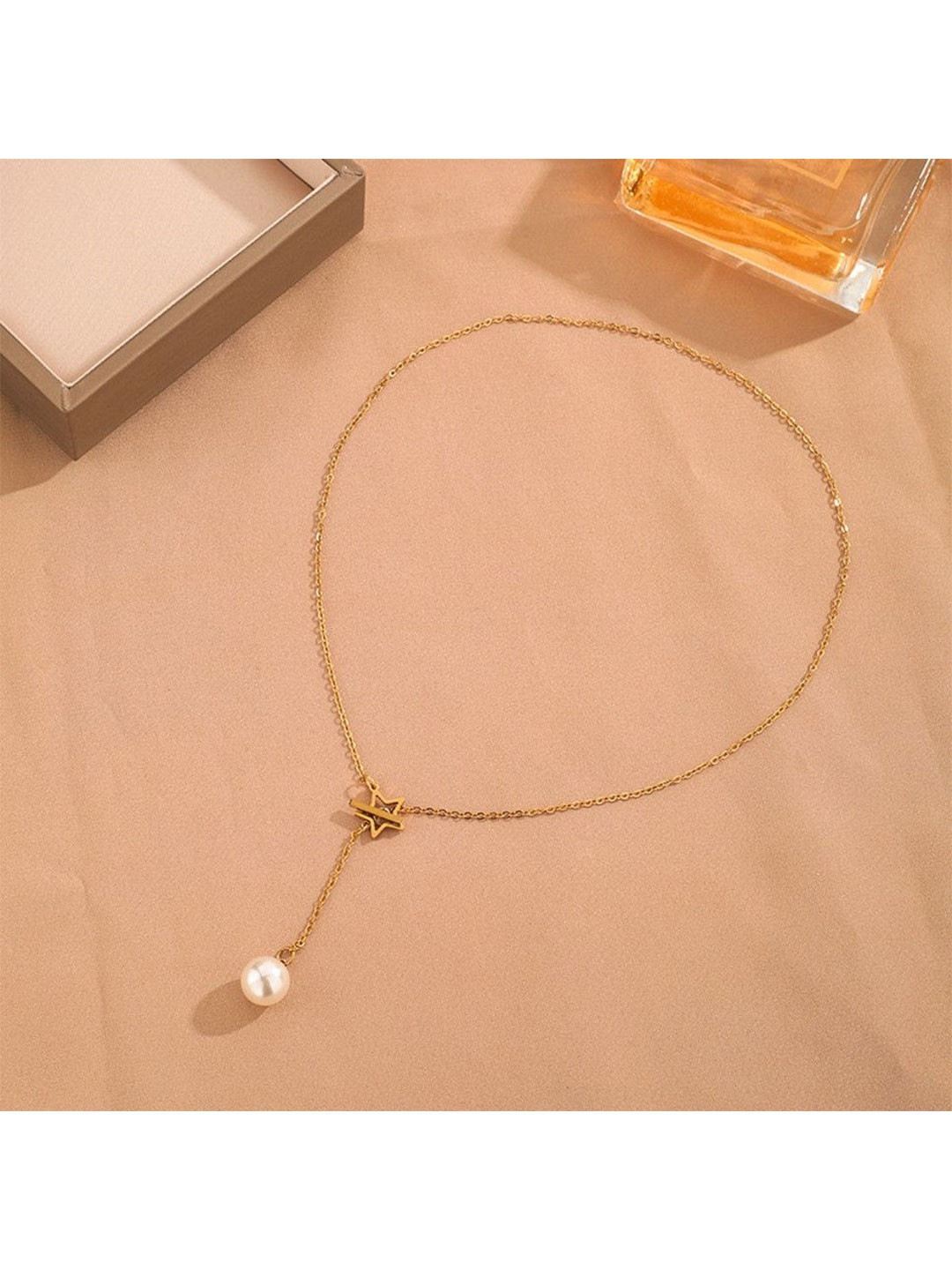 MYKI Vivid Stainless Steel Gold-Plated Artificial Beaded Chain
