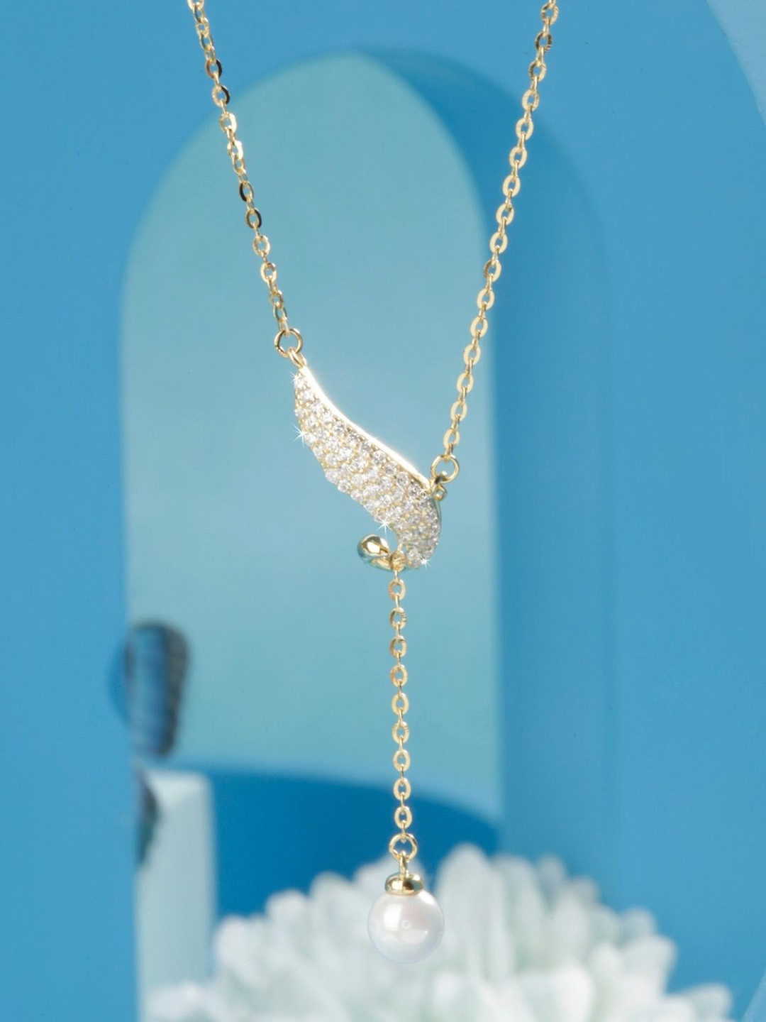 Silvish 925 Sterling Silver 18K Gold Plated Cubic Zirconia Studded Chain