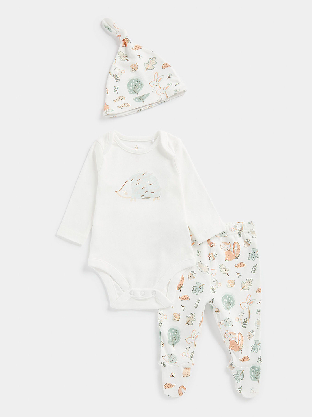 mothercare Kids Pack Of 3 Animal Printed Pure Cotton Bodysuit Baby Apparel Gift Set