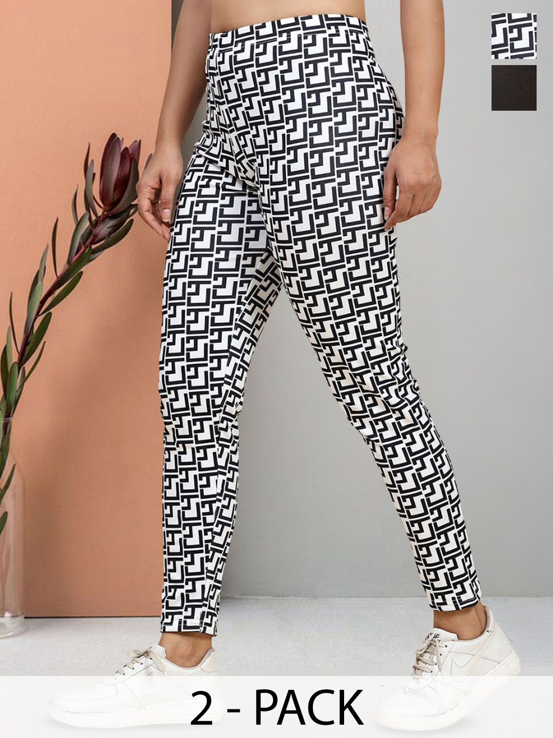 Moda Rapido Pack Of 2 Geometric Printed Skinny Fit Jeggings