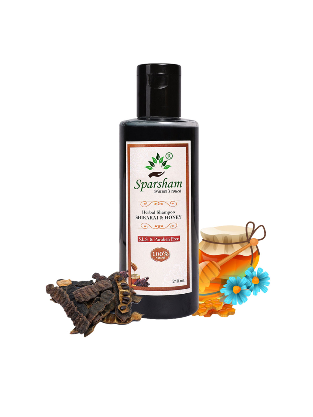 SPARSHAM-NATURE'S TOUCH Herbal Shampoo With Shikakai & Honey - 210 ml