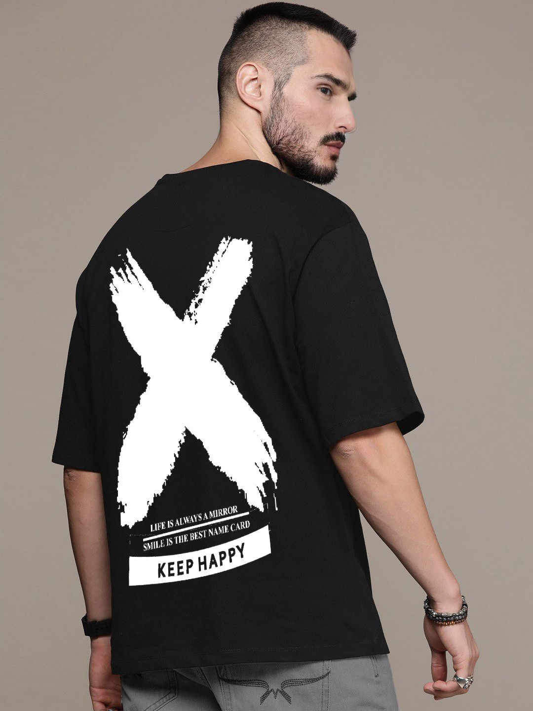 BENNY BROOKS Men Graphic Printed Round Neck Oversized T-shirt