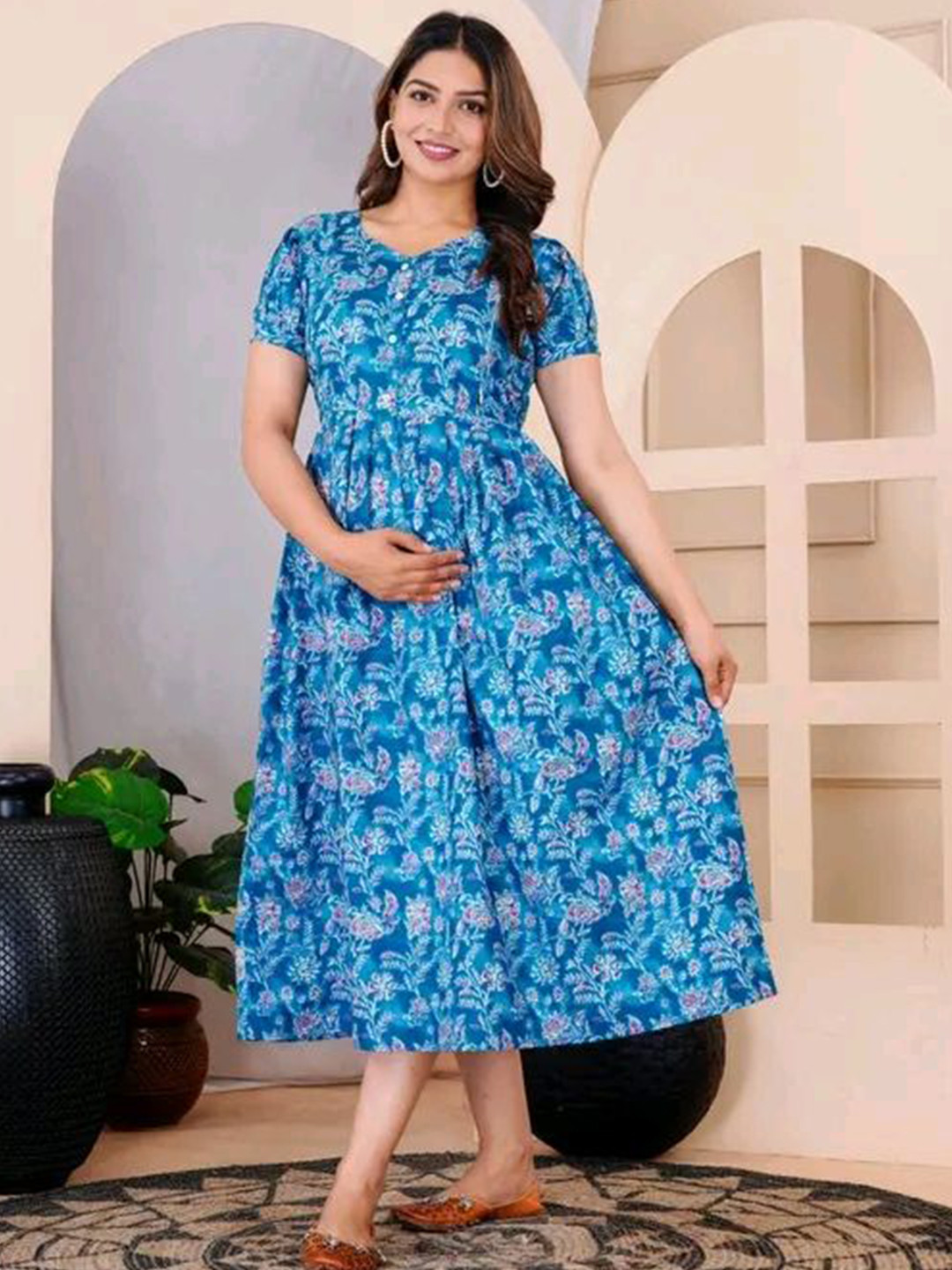 SSKfashions Floral Printed Fit & Flare Midi Dress