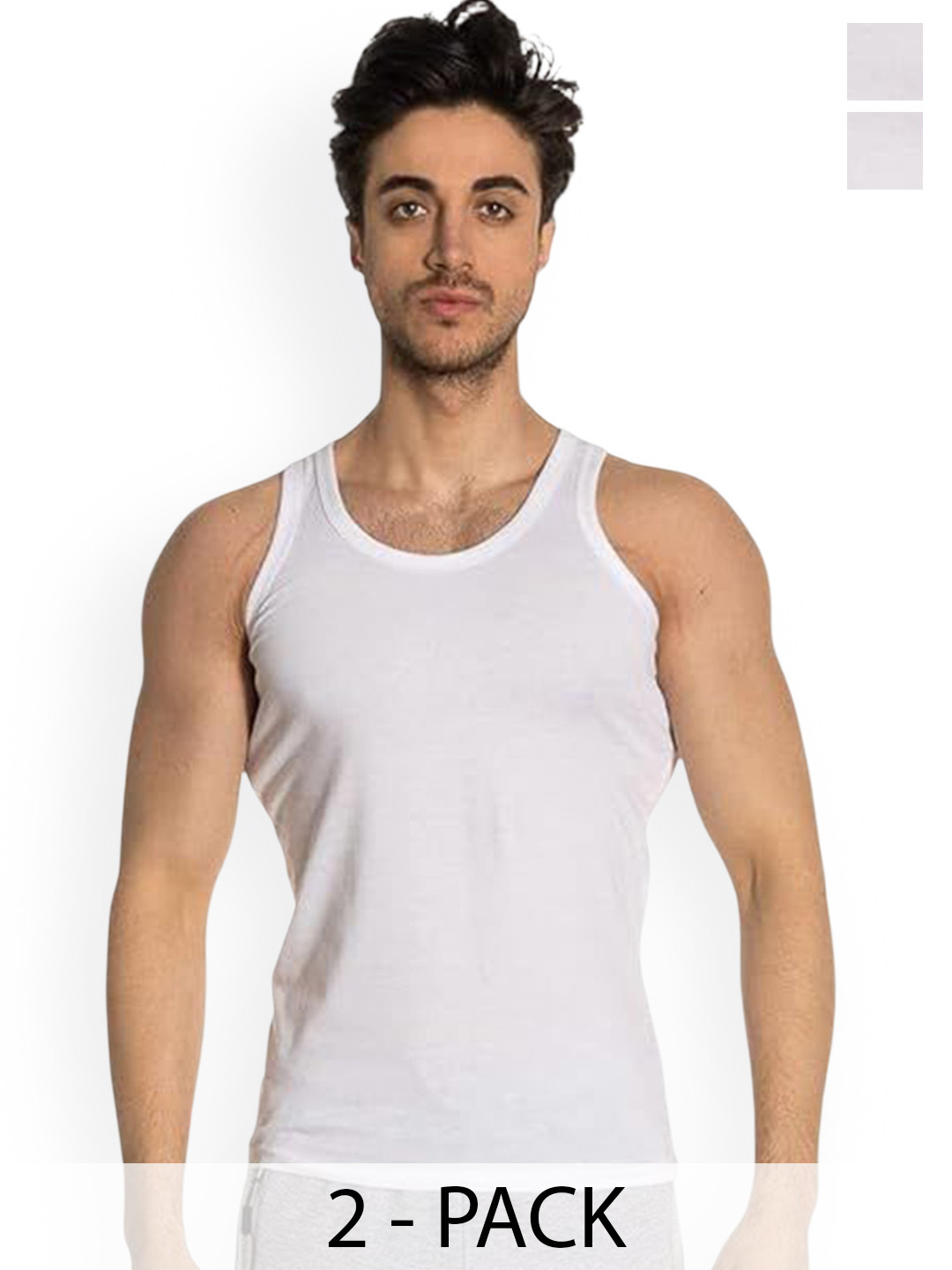 OTOMAN Pack Of 2 Men Bamboo Cotton Undershirt Vests PK2_OTOBC_SL_S