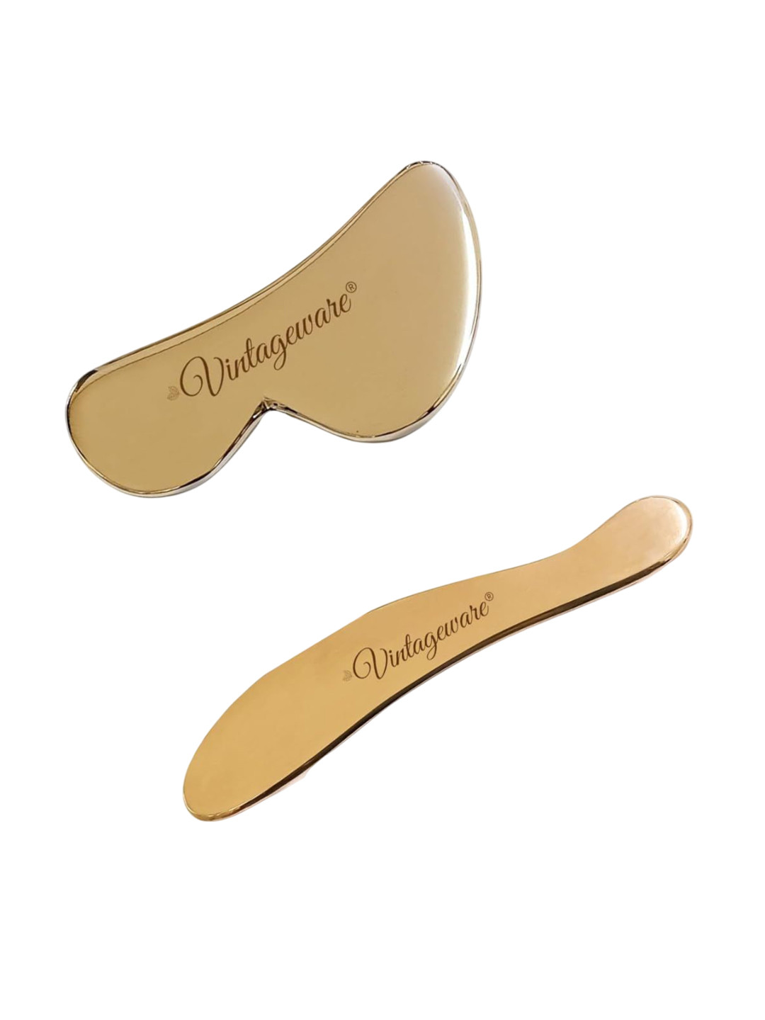 Vintageware Kansa Set Of 2 Skin Boosting Stainless Steel Gua Sha