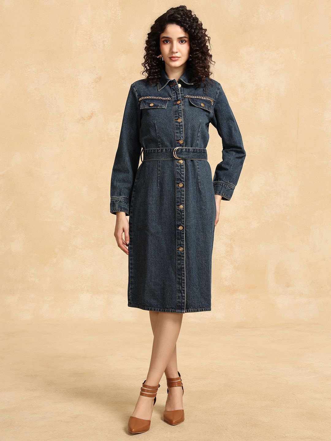 Kazo Denim Shirt Midi Dress