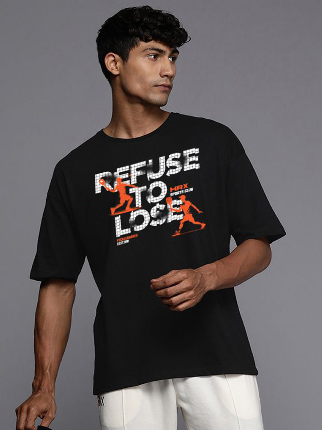 HRX by Hrithik Roshan Men Typography Printed Round Neck Pickleball Sports T-Shirt