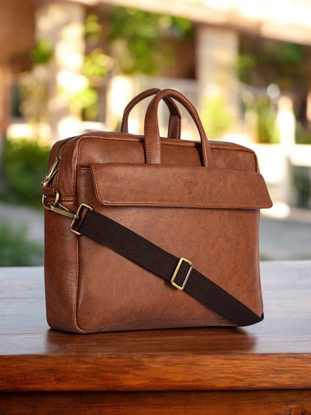 GBK Men Printed PU Laptop Bag With Detachable Sling Strap