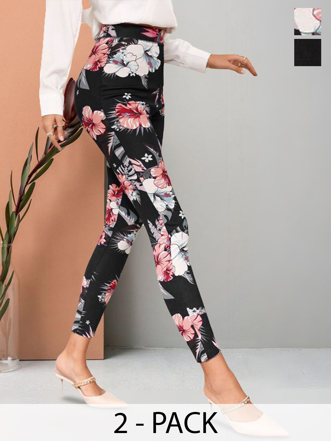 Moda Rapido Pack Of 2 Floral Printed Ankle Length Leggings