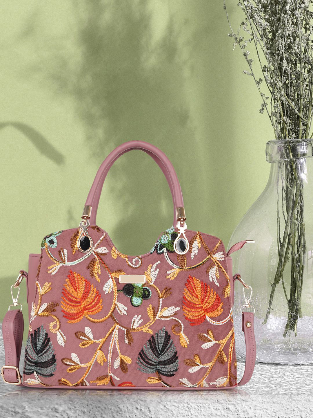 ROLEXO Floral Satchel with Quilted