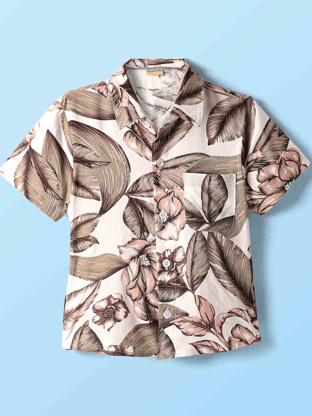 CrayonFlakes Floral Viscose Rayon Short Sleeves Shirt