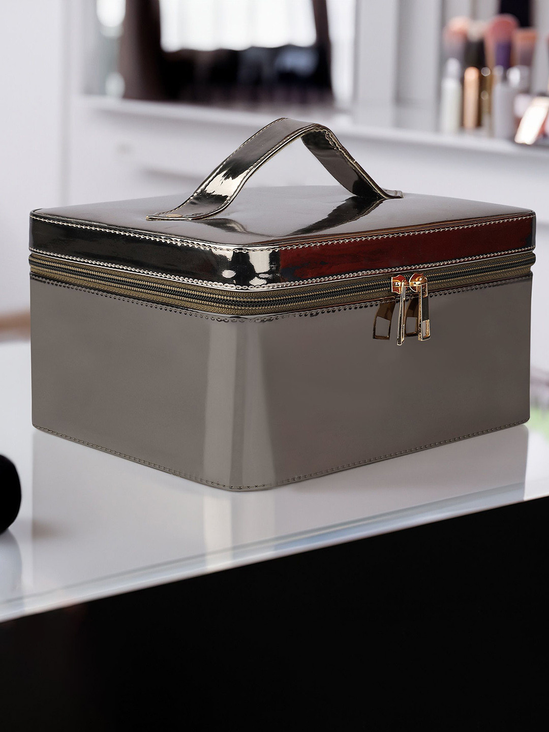 NFI essentials Lightweight Metallic Bridal Makeup Pouch