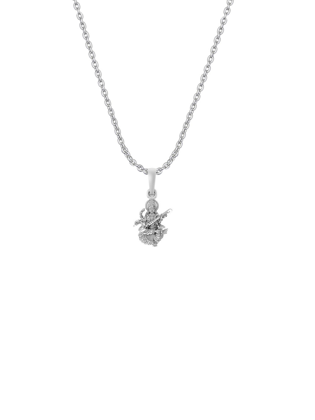 AKSHAT SAPPHIRE Unisex Sterling Silver Saraswati ji Pendant With Chain