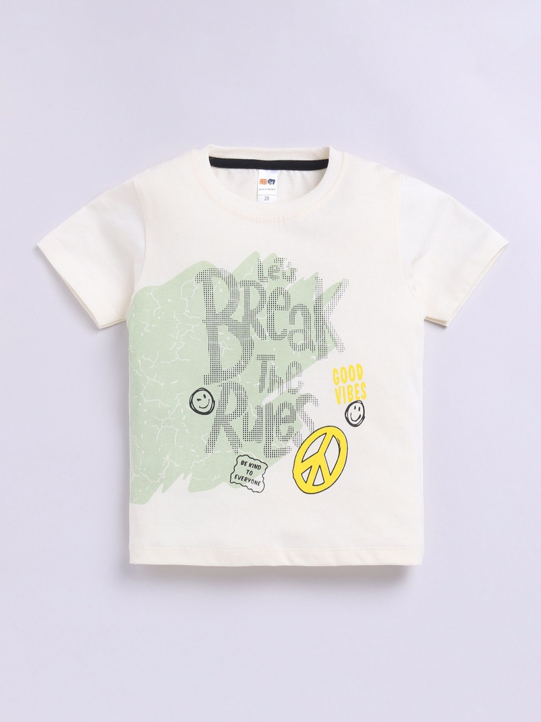 LITTLE NINJA Boys Typography Printed Round Neck Cotton T-shirt