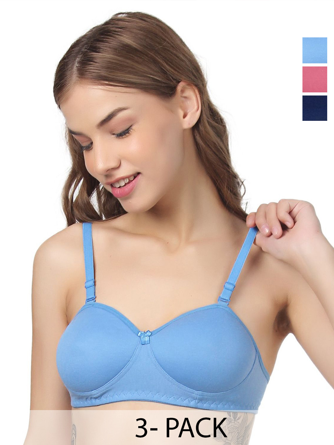 Designer Bugs Women Set of 3 Half Coverage Lightly Padded