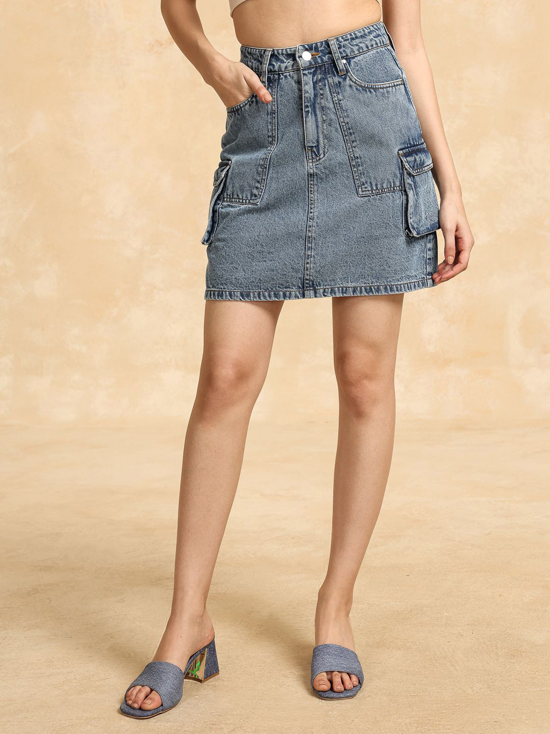 Kazo Women Blue A-Line Mini Skirts