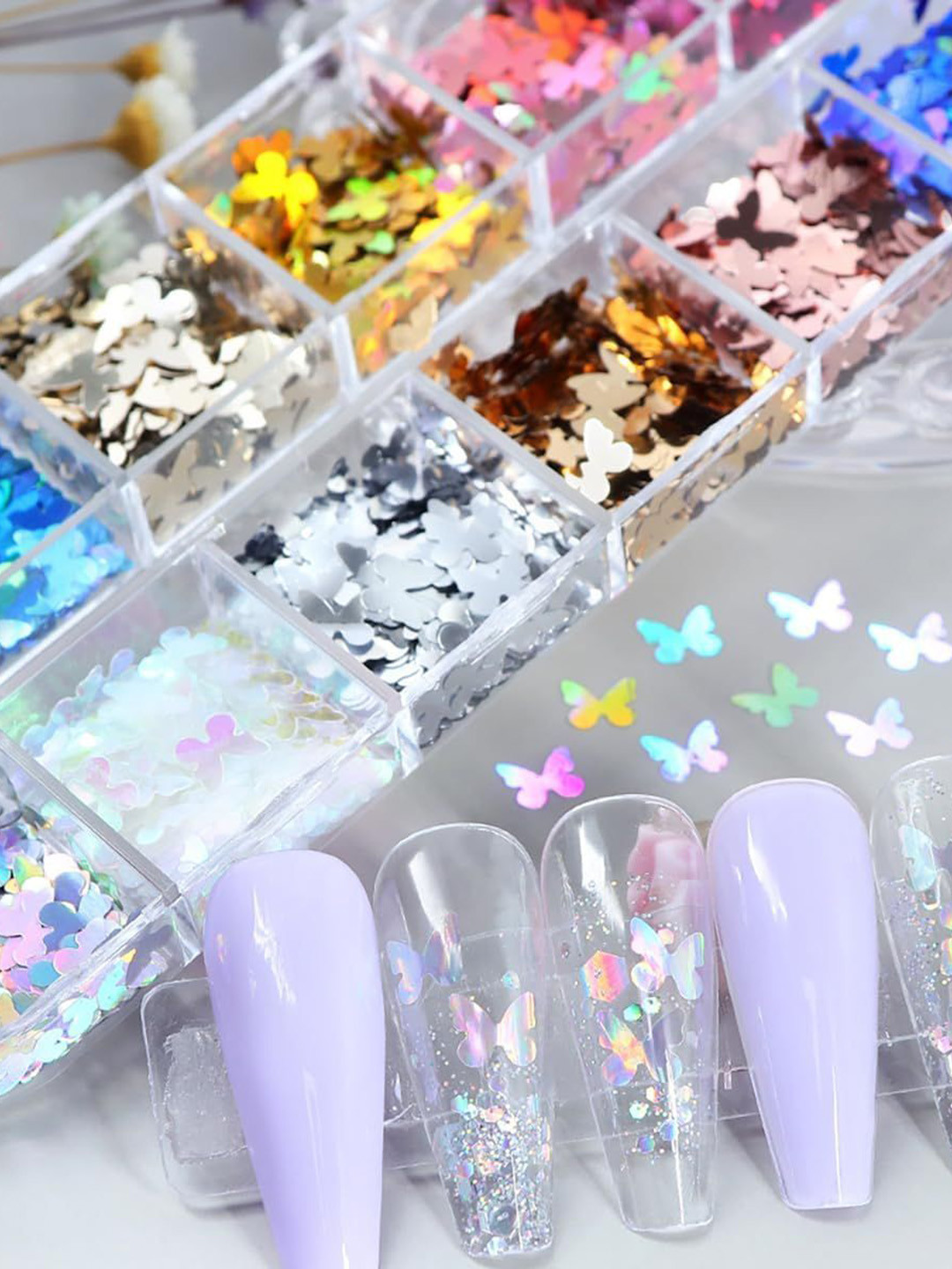 Ekinsu Butterfly Shaped Nail Art Stickers - 12 Grids