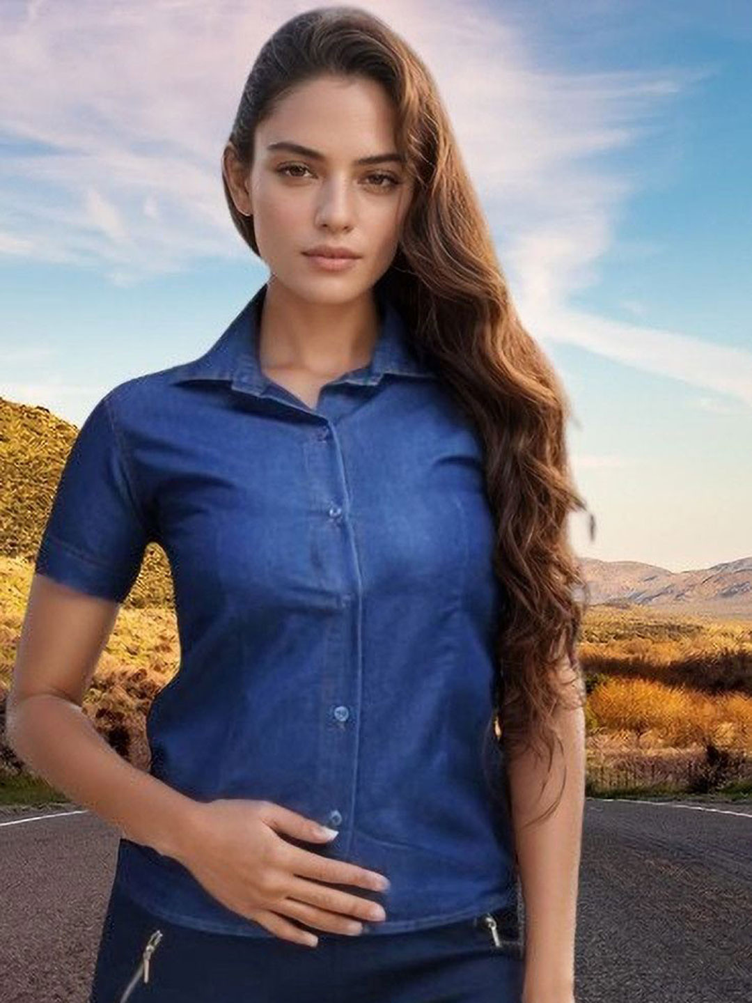 GIRLS WITH WINGS Women Denim Slim Fit Casual Shirt