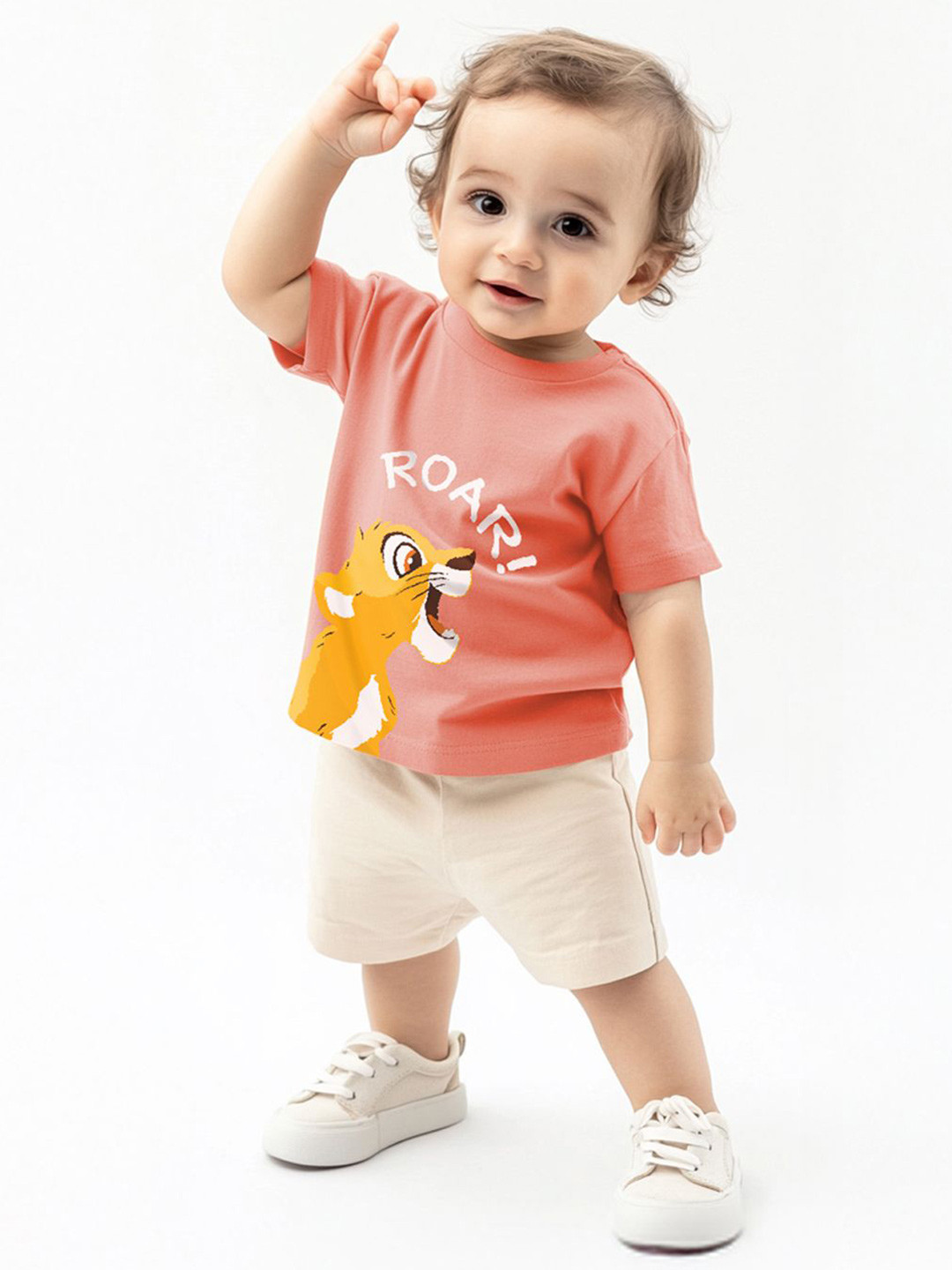 Nauti Nati Boys Pink Disney Lion King Simba Animal Print Pure Cotton T Shirt