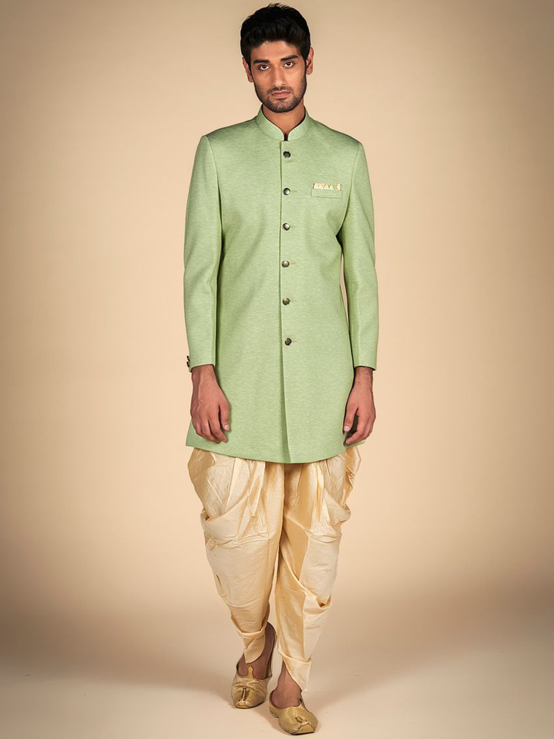 Dulha Ghar Indo Western Mandarin Collar Sherwani Set