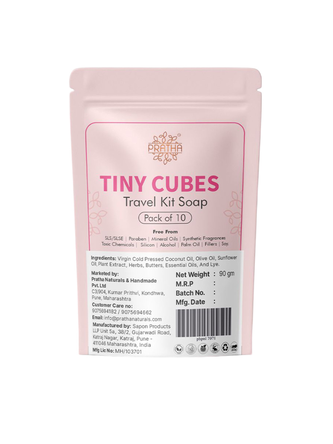 Pratha Set Of 10 Tiny Cubes Travel Kit Soap - 90 g