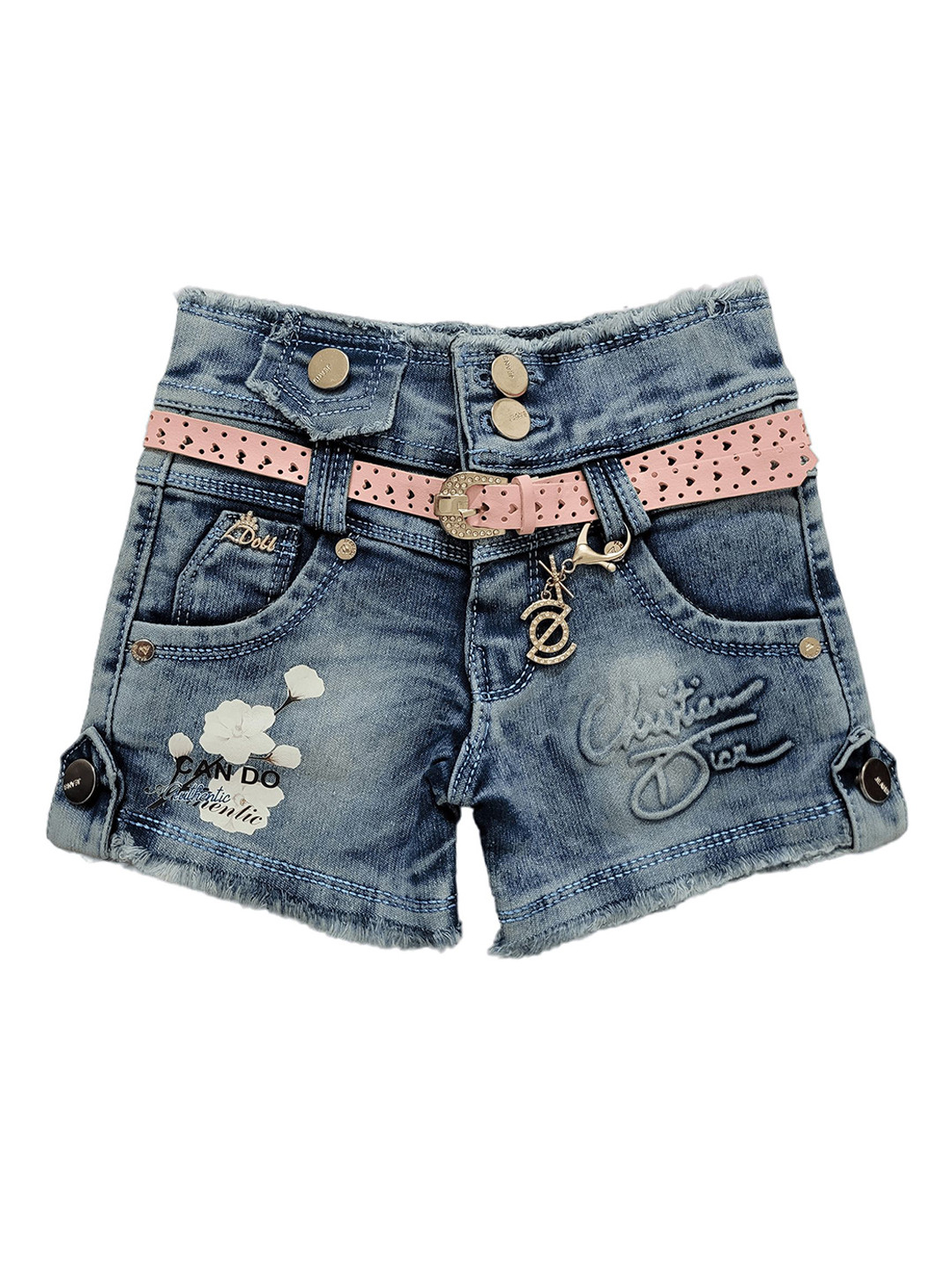 Miss & Chief Girls Washed Slim Fit High-Rise Denim Denim Shorts Technology