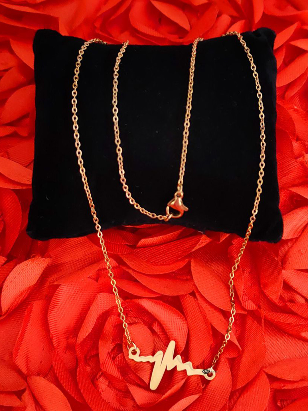 M Men Style Men Stainless Steel Gold-Plated Pendant & Chain