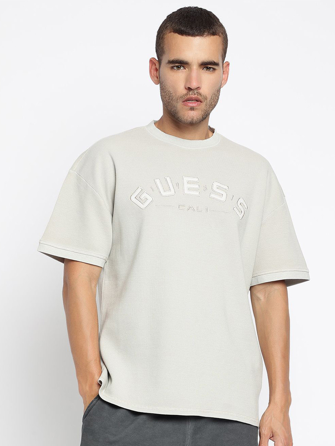 GUESS Men Brand Logo Embroidered Cotton Sweatshirt