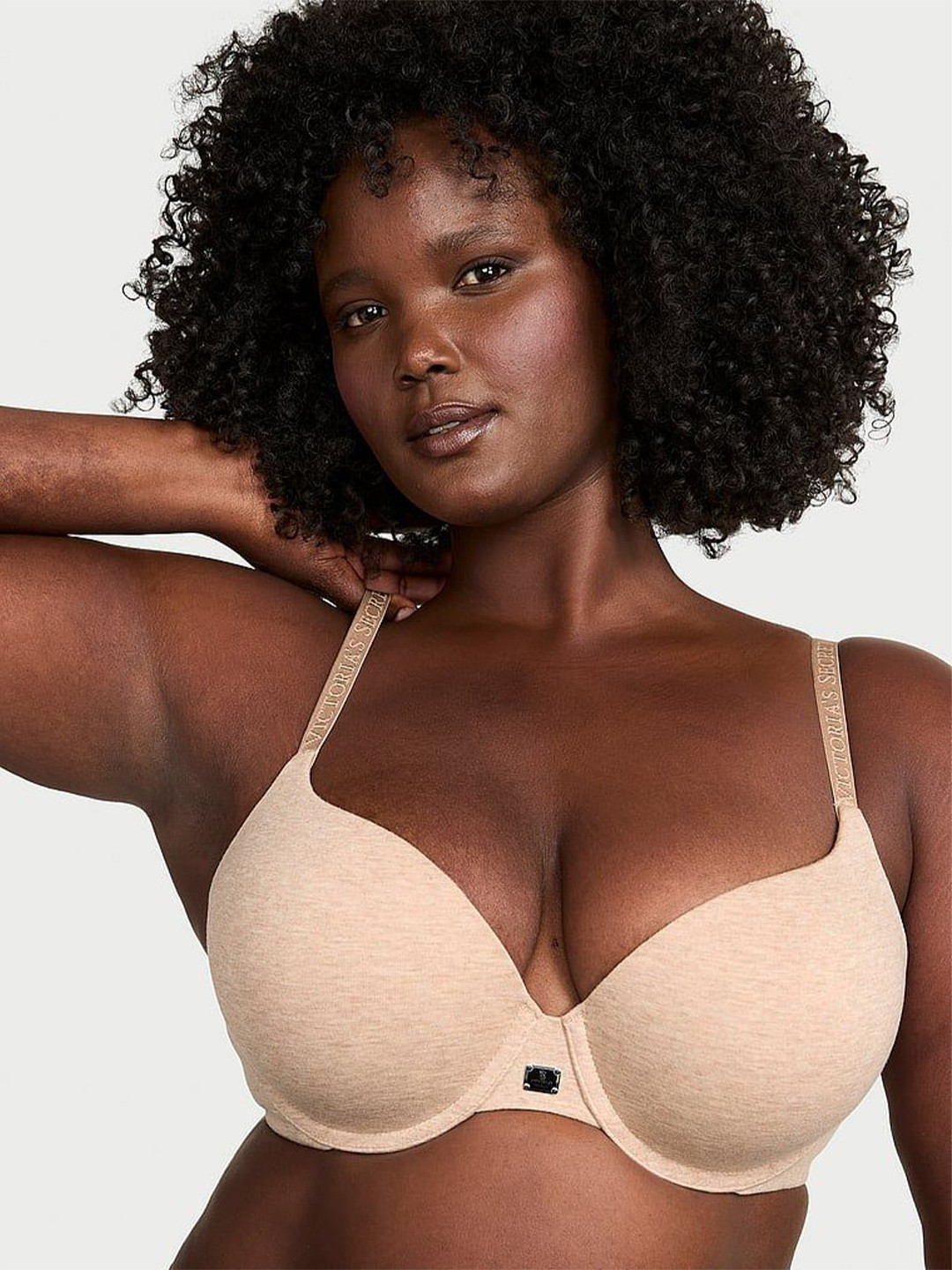 Victoria's Secret T-shirt Cotton Logo Hardware Perfect Shape Push-Up Bra