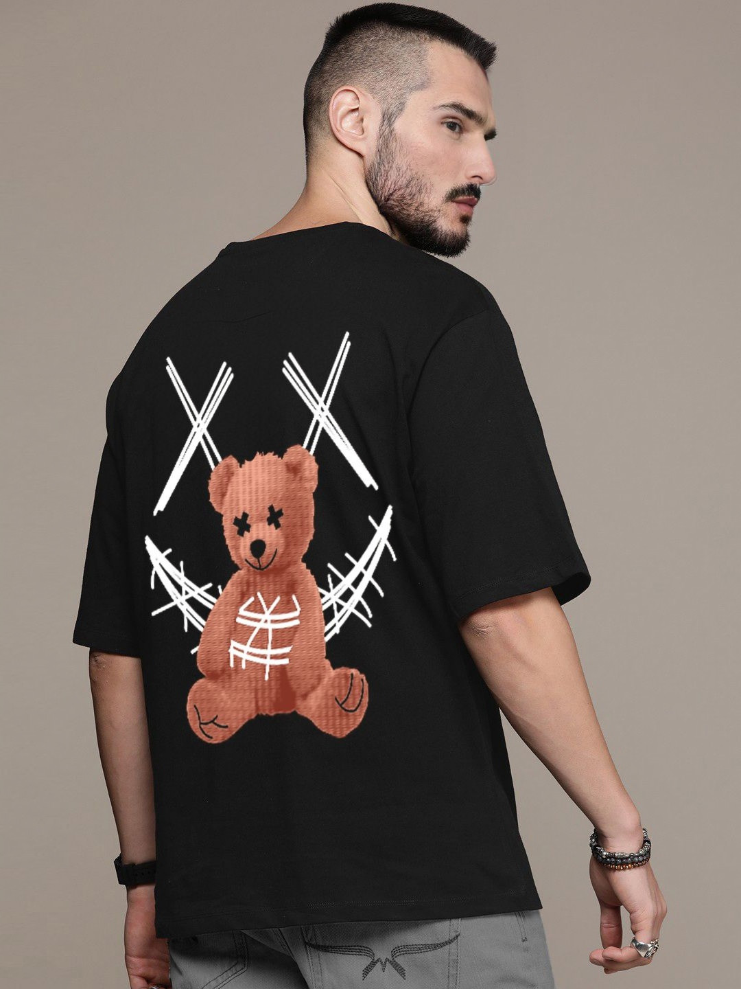 BENNY BROOKS Men Graphic Printed Round Neck Oversized T-shirt